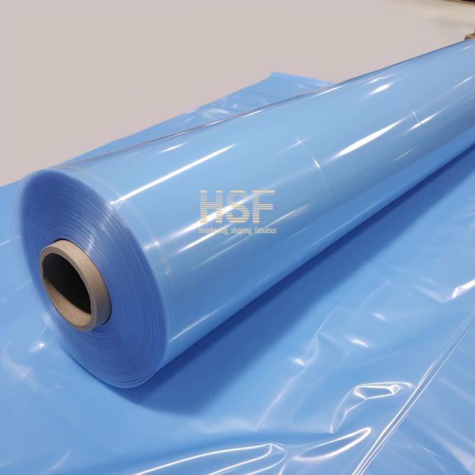Close-up view of 30Î¼m Blue Mono Axially Oriented Polyethylene Film material