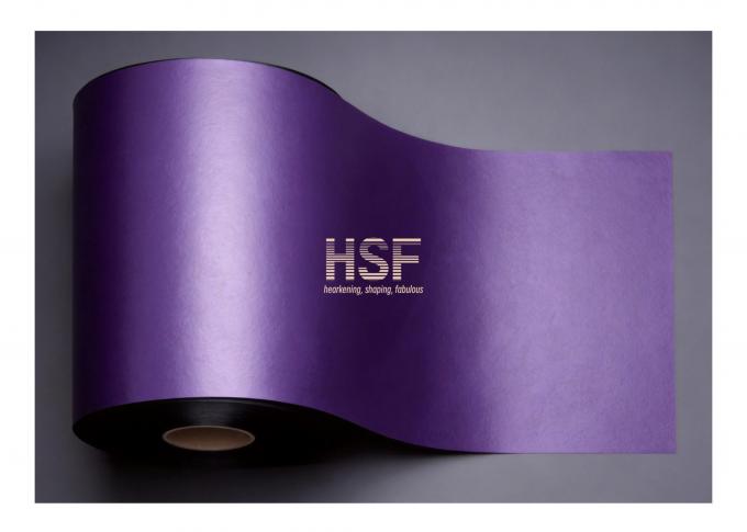 Close-up view of 60μm purple-black dual-color embossed polypropylene film showing texture and color details
